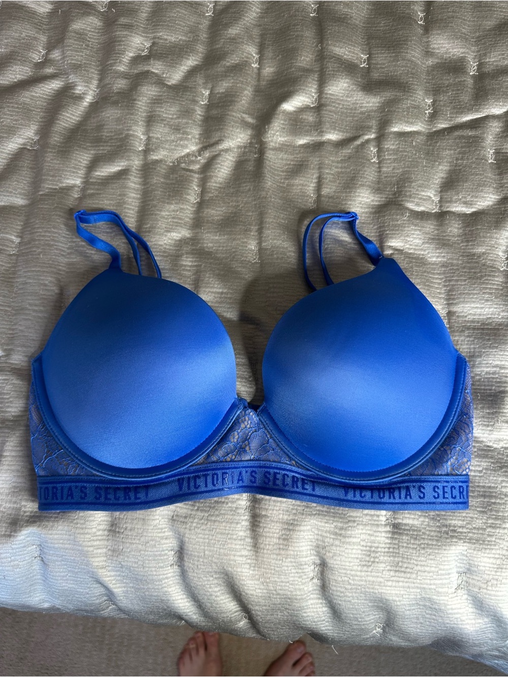Victoria's Secret Electric Blue Lace-Trim Push-Up Bra